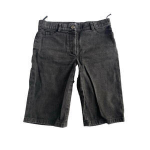 2006 CHANEL 06P Black Cotton Long Denim Jeans Shorts FR-34 US-2